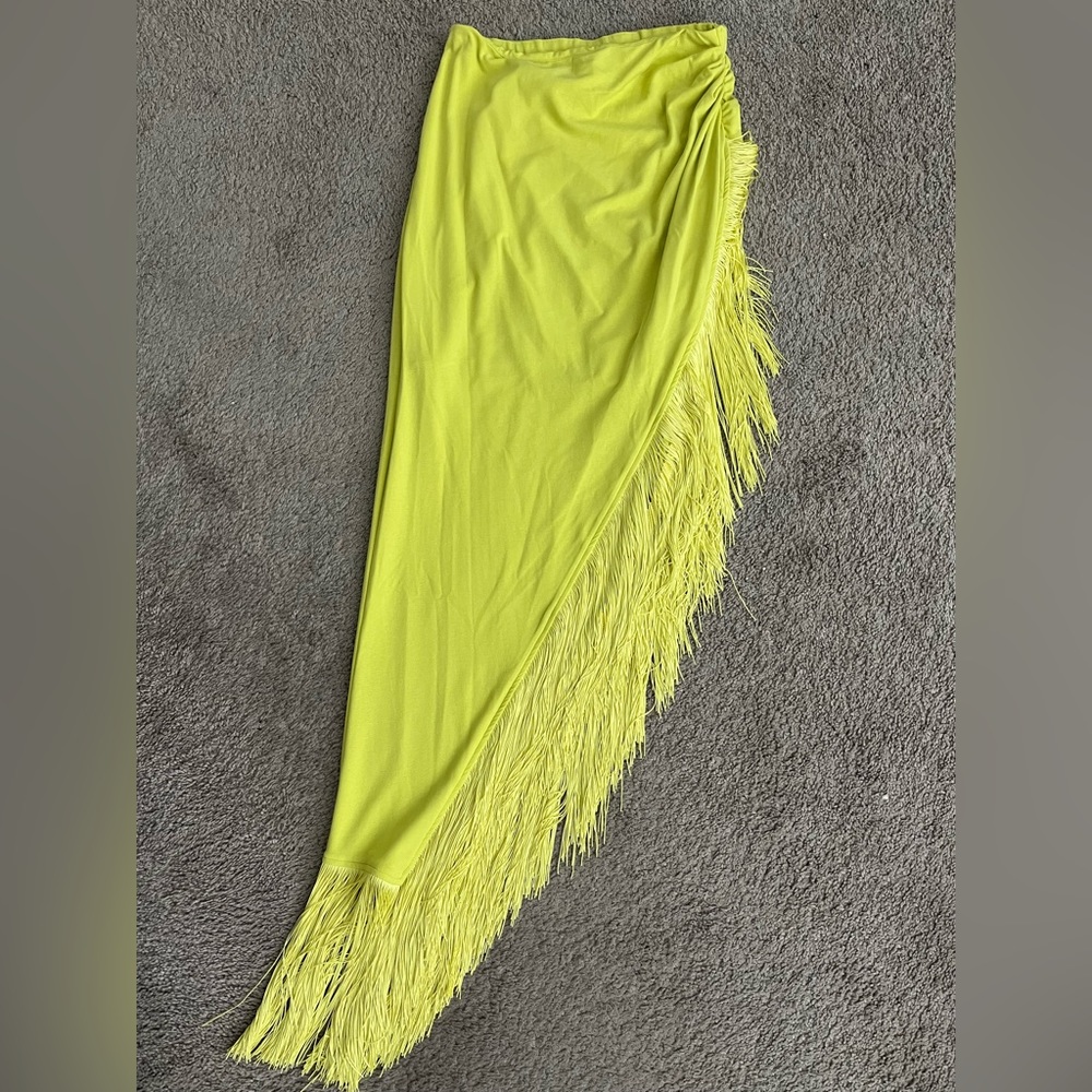 FORE Lime Green Fringe Skirt